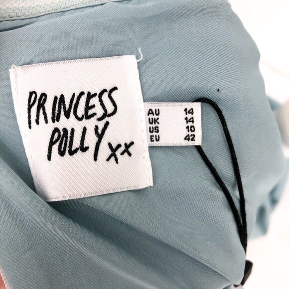 PRINCESS POLLY Women's Ramie Strapless Mini Dress Size 10 Blue Floral NWT - Picture 11 of 15